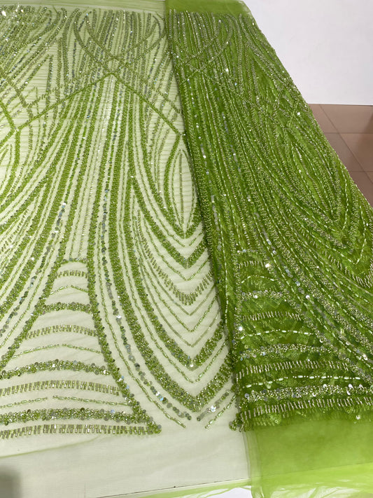 Lemon Green Beaded Lace