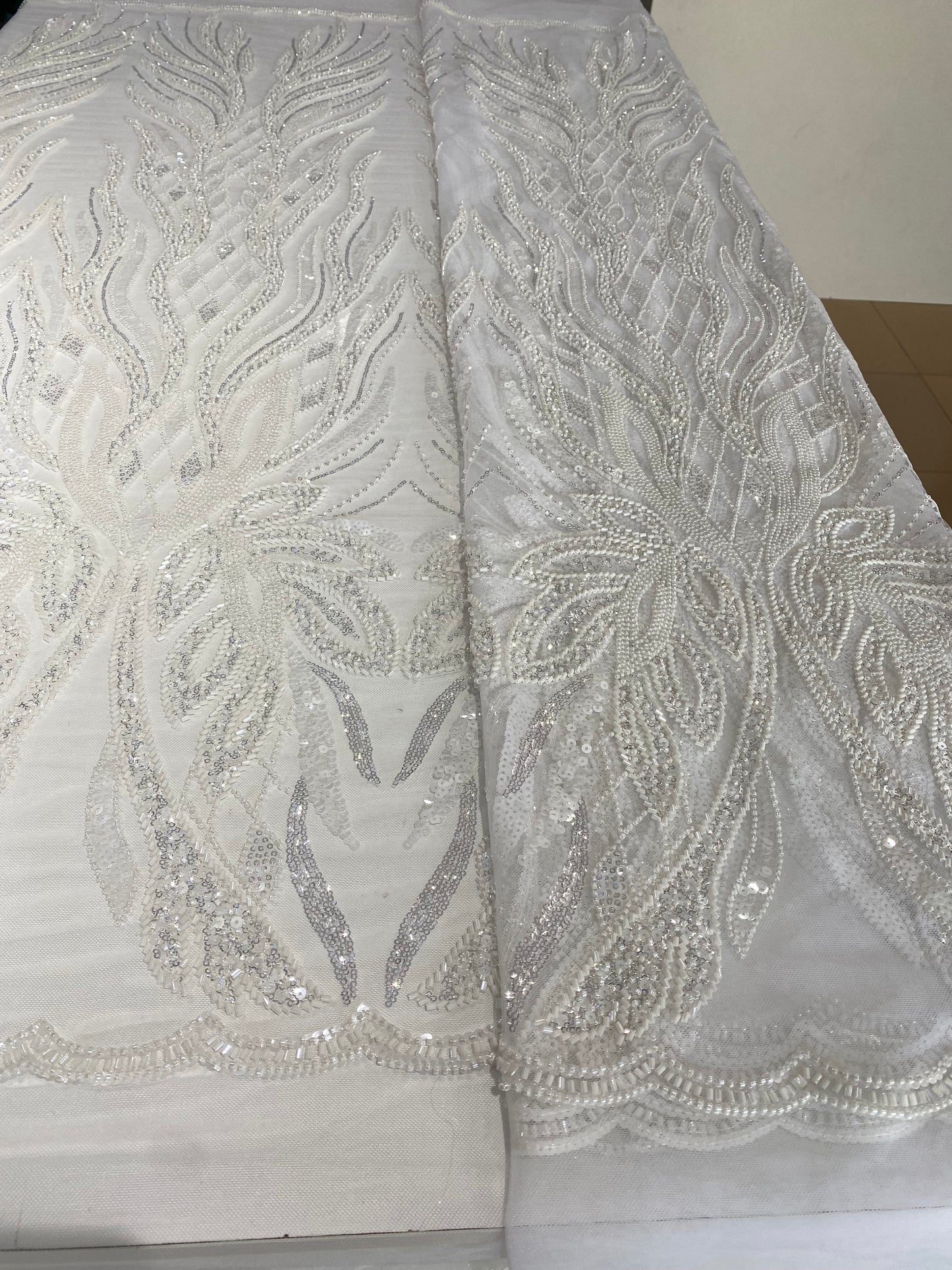 Pure white Beaded Lace