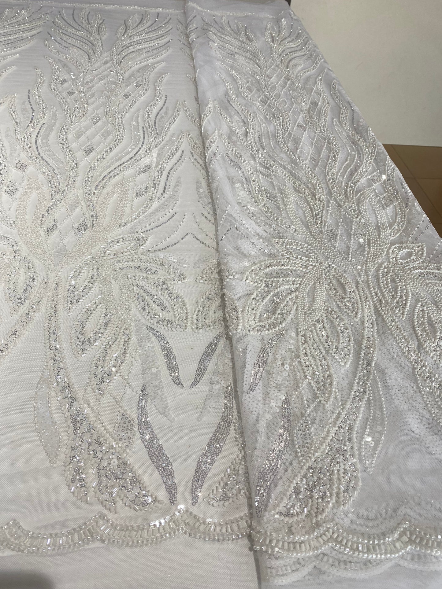 Pure white Beaded Lace