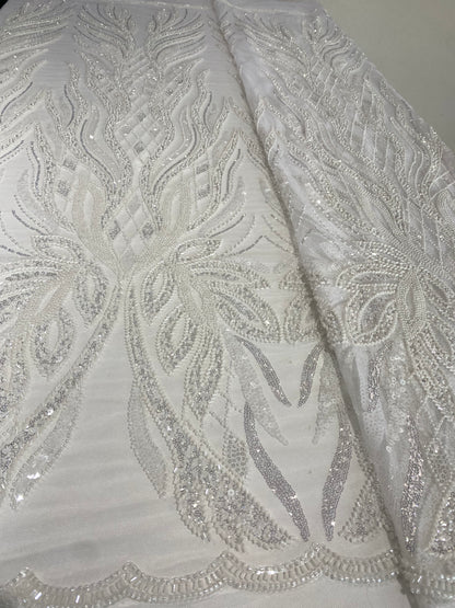 Pure white Beaded Lace