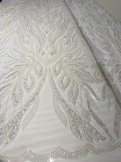 Pure white Beaded Lace