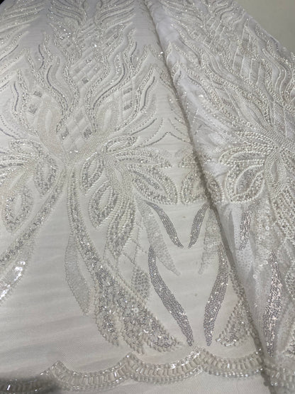 Pure white Beaded Lace