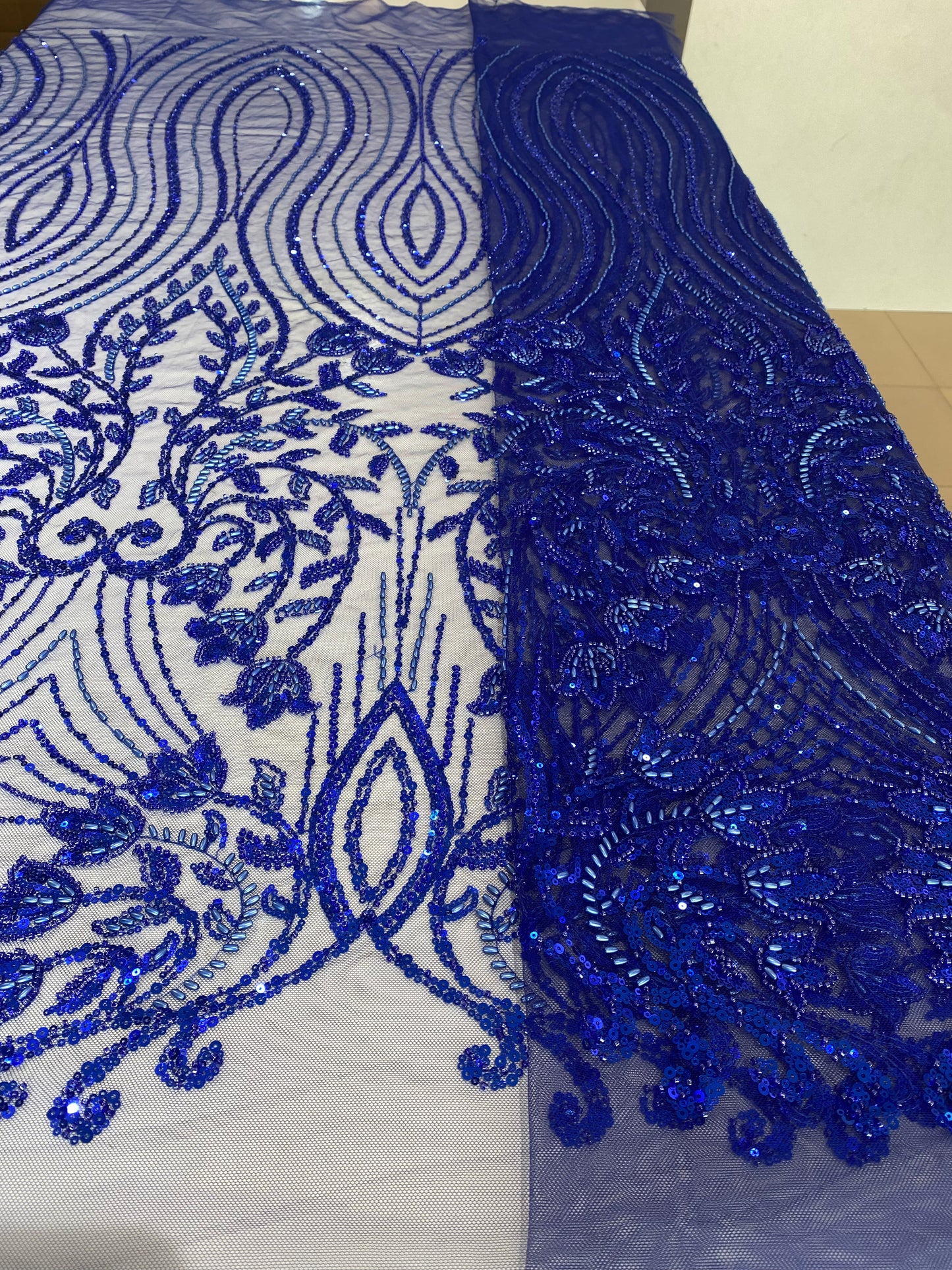 Royal Blue Beaded Lace