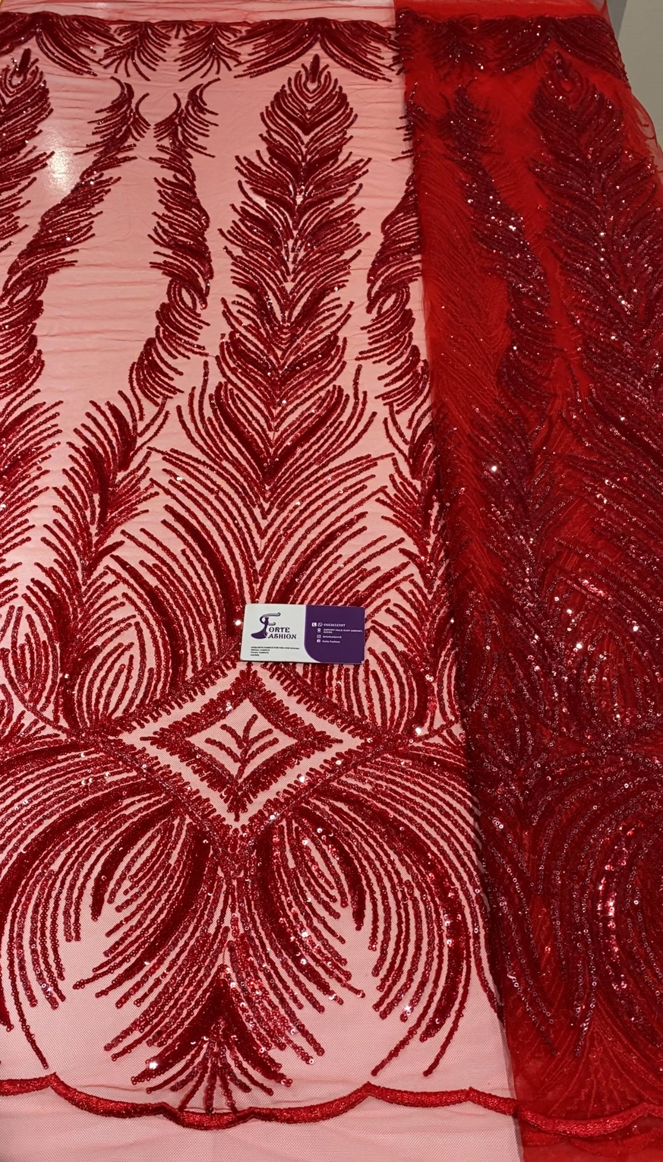 Red Diamond Beaded Lace