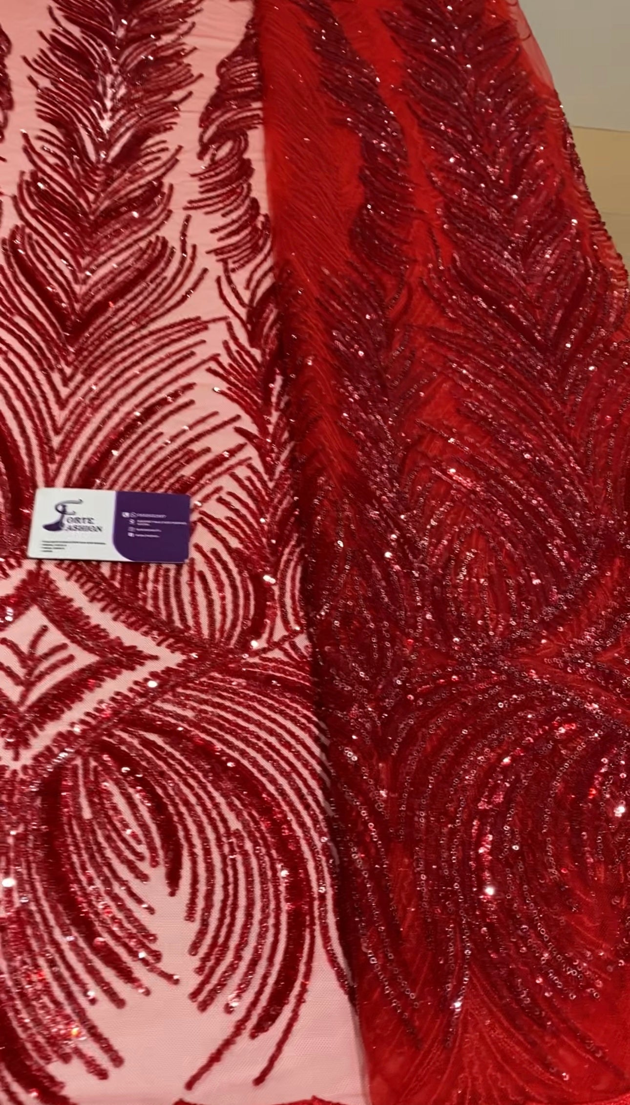 Red Diamond Beaded Lace