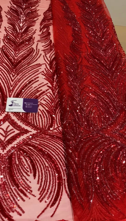 Red Diamond Beaded Lace